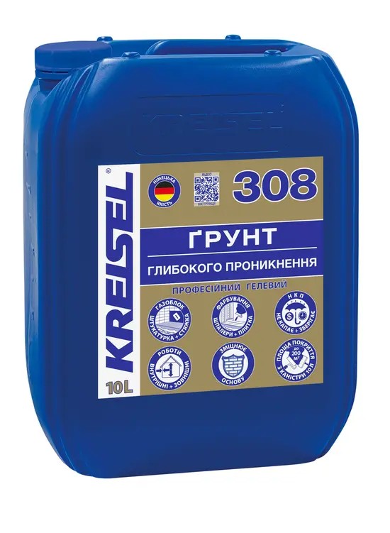 1bf687864db911f0b7e7b42e99c9b7fd_67aab2d8059a11f1b80cb42e99ccff36 308 KREISEL Грунт глибокого проникнення професійний гелевий (5л) - Зображення 1