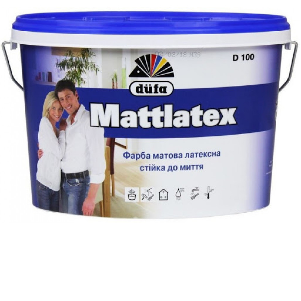 301a5cc12a8d11f0b7de901b0ecd7ae4_89cb1d75072511f1b80cb42e99ccff36-1 Фарба DUFA латексна матова D 100, 14кг (9л) - Зображення 1