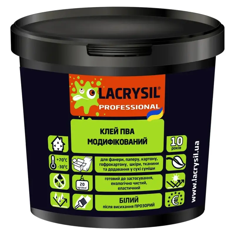3613db088d5511f0b7eeb42e99c9b7fd_794b4476246211f1b80cb42e99ccff36 Клей ПВА LACRYSIL модифікований прозорий 0,9кг - Зображення 1