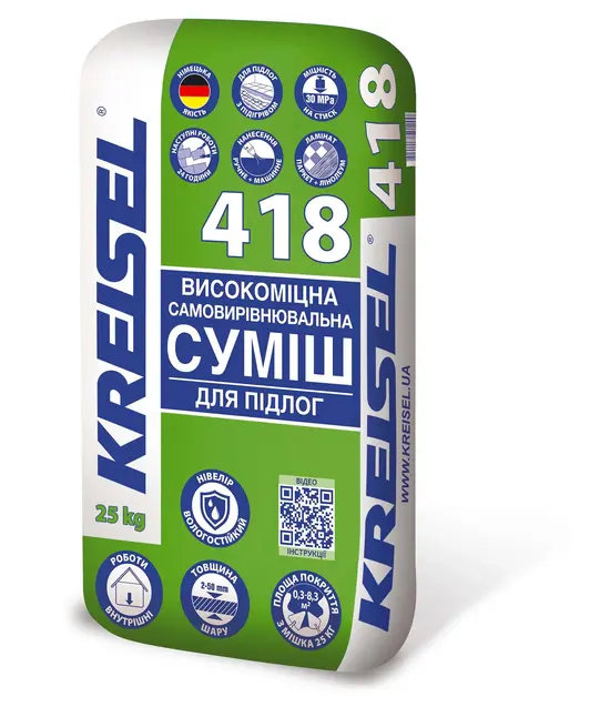 462b6fb49d1f11f0b7f1b42e99c9b7fd_67aab2c6059a11f1b80cb42e99ccff36 418 KREISEL Високоміцна самовирівнювальна суміш для підлог 2-50мм 30Мпа - Зображення 1