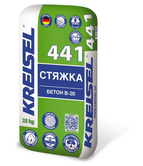 47d8f454faa811f0b80cb42e99ccff36_67aab2bf059a11f1b80cb42e99ccff36 441 KREISEL Стяжка для підлоги 10-100 мм, БЕТОН B-20, 25 кг - Зображення 1