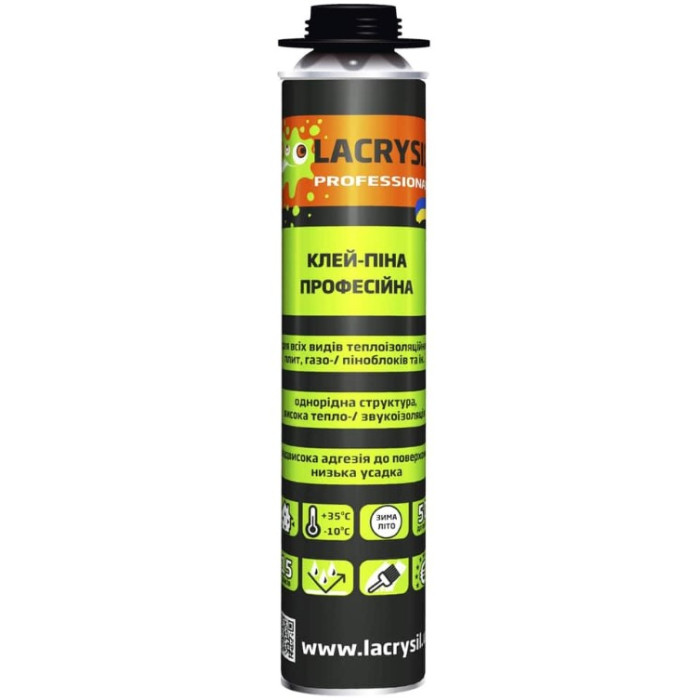 883c32f3d42711f0b805b42e99c9b7fd_3d6b15a4665411f1b80fb42e99ccff36 Піна-клей LACRYSIL професійна в/с, 800мл Акція 12+1 - Зображення 1