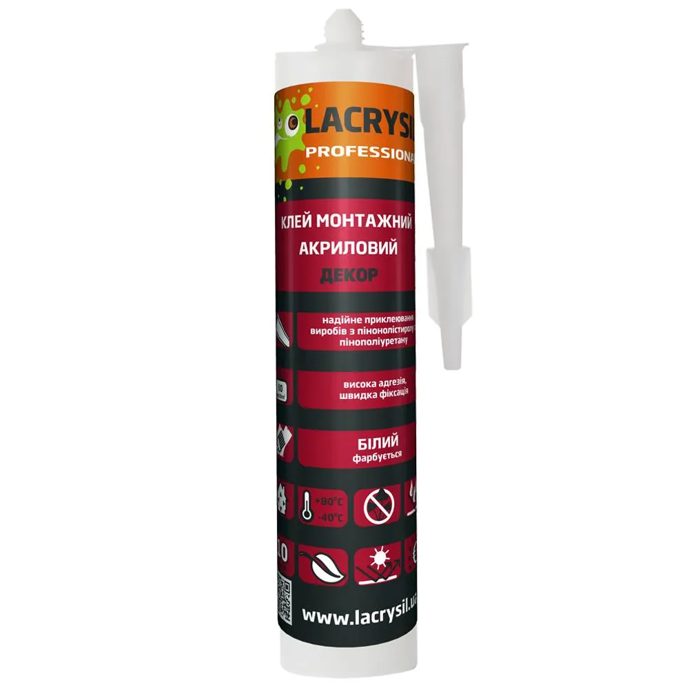 b1ac82ab5b0c11f0b7e8b42e99c9b7fd_226f02fd0d8911f1b80cb42e99ccff36-1 Клей LACRYSIL монтажний акриловий для декору 0,4 кг (білий) - Зображення 1