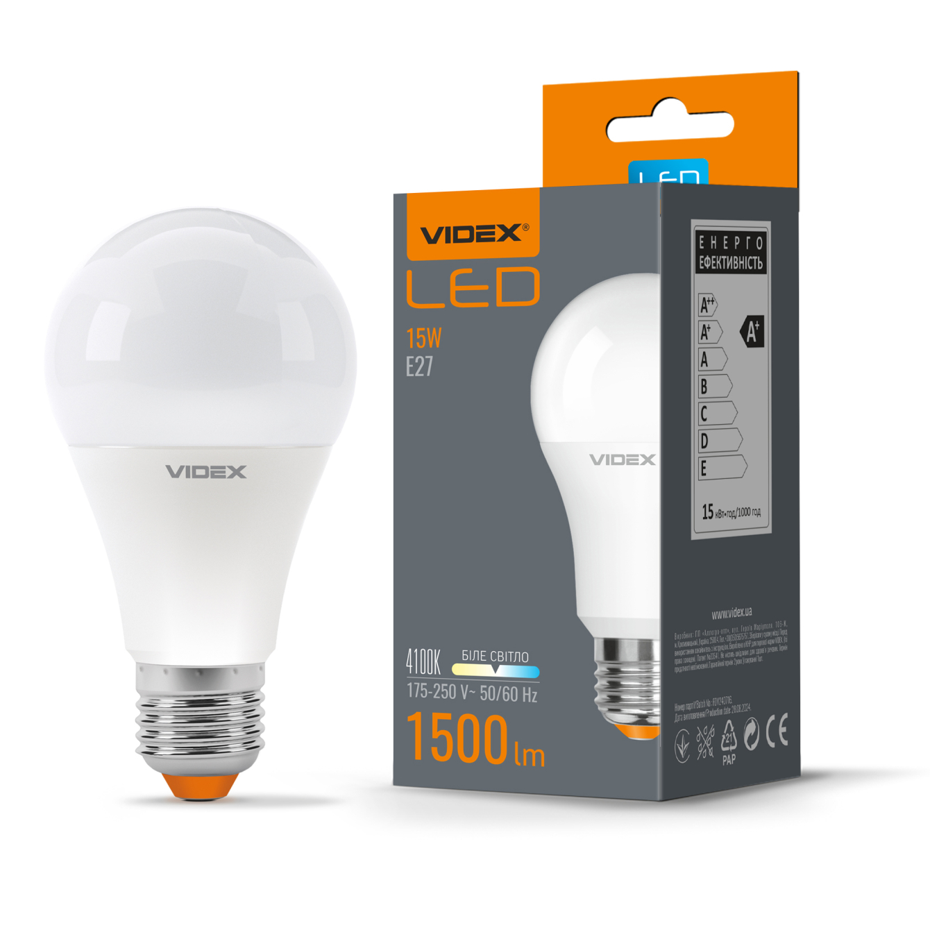 f0cd57673fb011f0b7e5b42e99c9b7fd_89cb1d9c072511f1b80cb42e99ccff36-1 Лампа Videx LED A65e, 15W, E27, 4100K, 220V (VL-A65e-15274) - Зображення 1