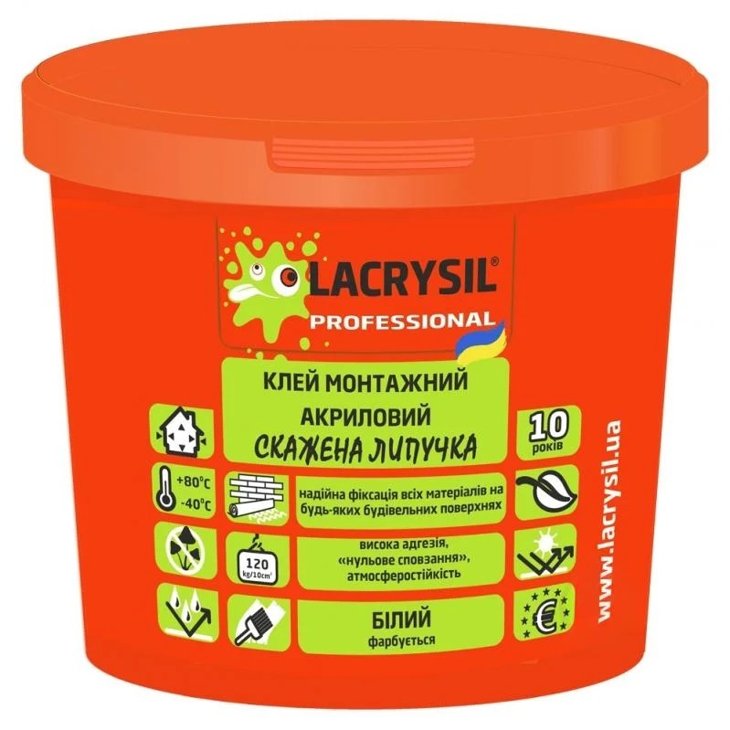 1b4c1cd749eb11f1b80cb42e99ccff36_3d6b15a0665411f1b80fb42e99ccff36 Клей LACRYSIL "Скажена липучка" 12кг - Зображення 1