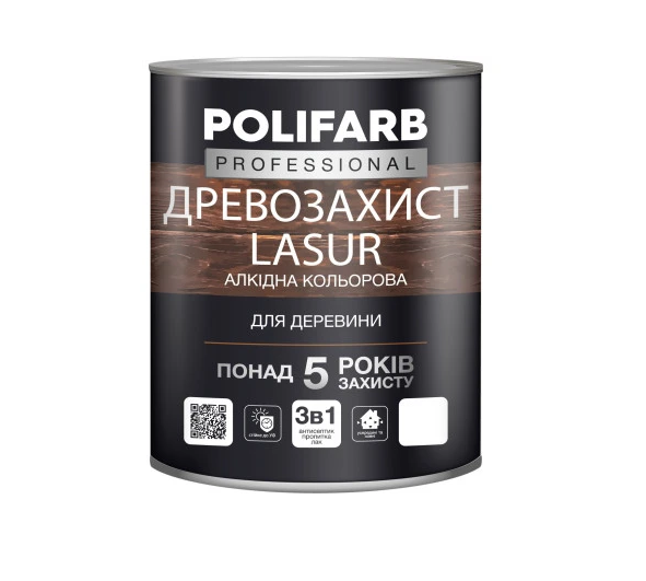 35db7fe326bd11f1b80cb42e99ccff36_a1e2f01a3d5f11f1b80cb42e99ccff36 Древозахист Lazur Polifarb тем.дуб 0,7кг - Зображення 1